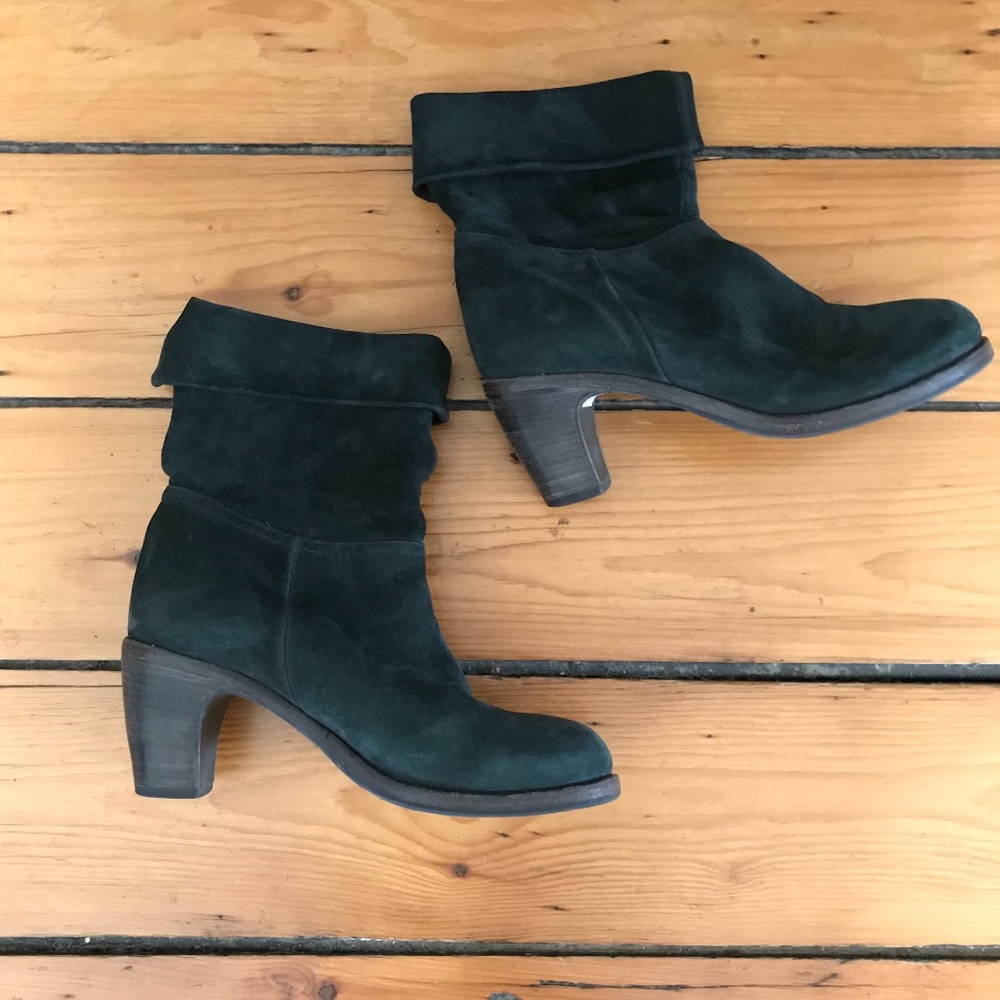 Fiorentini + Baker Slouch Ankle Bootie Suede Heeled Black Boot 6.5 - 36 1/2